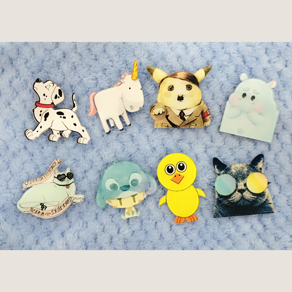1 PCS Cartoon Animal Badges Free Shipping Kawaii Animal Brooch Harajuku Acrylic Pin Badges Cartoon Brooches Backpack Badge