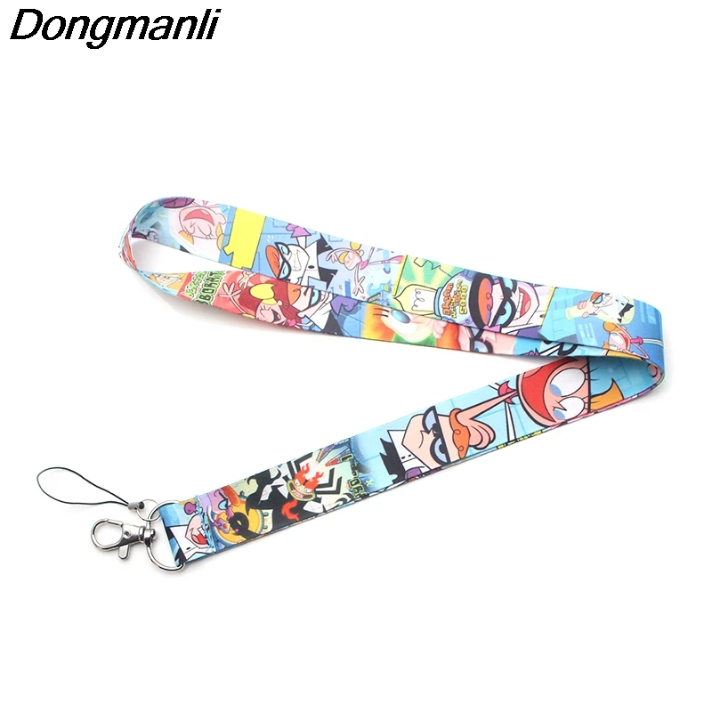 

P3379 Wholesale 24pcs/lot Dexter's Lab Keychain Lanyards Id Badge Holder ID Card Pass Gym Mobile Phone USB Badge Holder