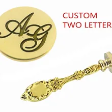 Винтажный индивидуальный заказ две буквы монограмма именной, буква изображение логотип Свадебное приглашение воск запечатывание печать штамп Золотой Металл P