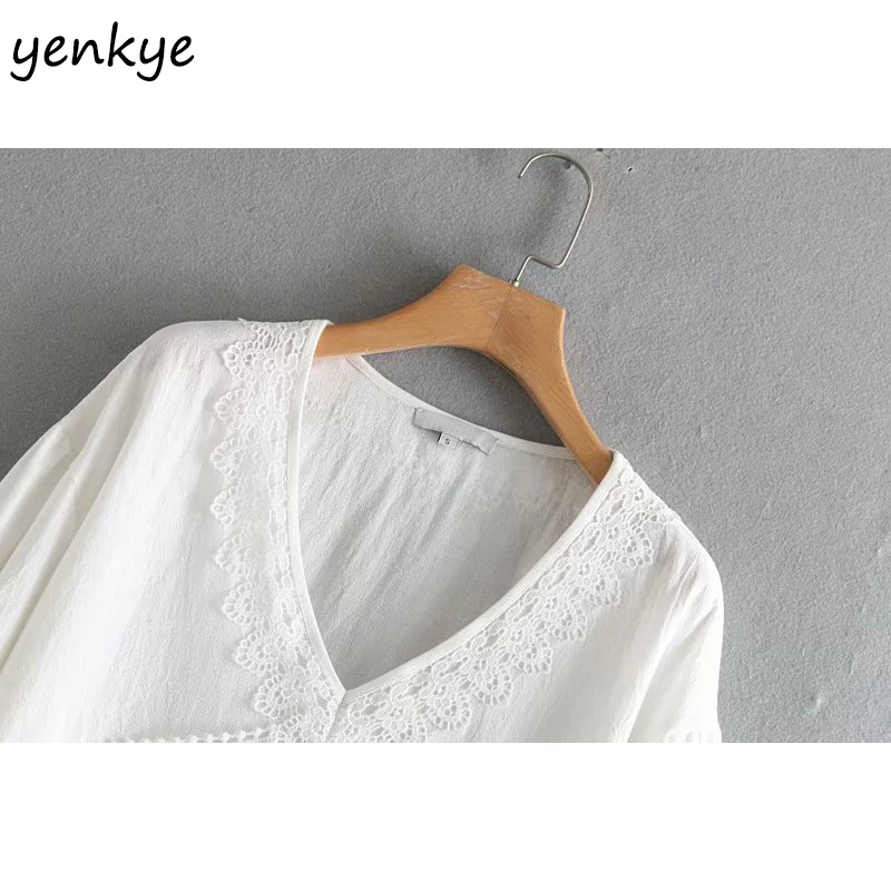 Women modis Pompoms Trims V Neck Floral Print Blouse Long Sleeve Vintage Oversize Summer Tops blusas mujer de moda 2019