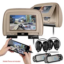 XTRONS Bege 2×9 “Tela Digital Monitor de Encosto De Cabeça DVD Player Do Carro com 2 IR Headphones 8 Bits & 32 Bits Jogos