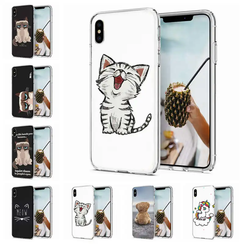 Soft Phone Case For iPhone 6 7 8 plus Covers TPU Colorful Cute Cat Dog Bear Pattern Fundas X XR XS F053 |