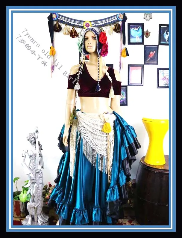 

velvet Fat Chance Tribal Choli belly dance costume drop short sleeve top FB57