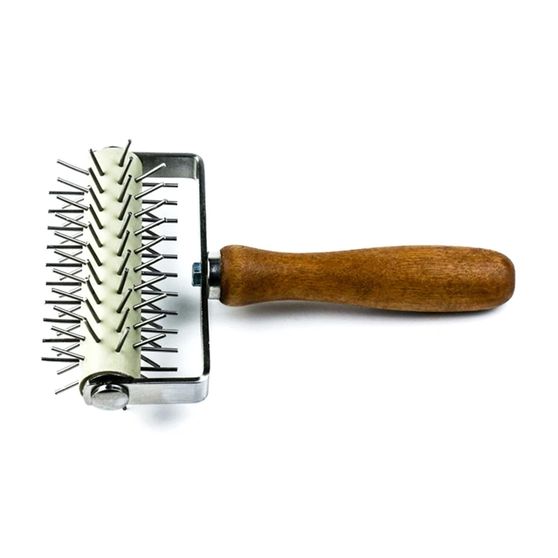 

Pitter Durable Pizza Bread Stainless Steel Wheel Wooden Handle Needle Punchers Roller Pie Pastry Dough