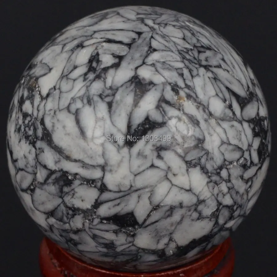 

40MM Natural Gemstone Chrysanthemum Stone Jasper 2 Sphere Crystal Ball Chakra Healing Reiki Stone Carving Crafts W/Stand