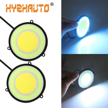 2 шт. cob дневные ходовые огни Гибкие водонепроницаемые 90 мм круглой формы двухцветные Автомобильные светодиодные DRL поворотные огни Противотуманные фары автомобиля-Стайлинг