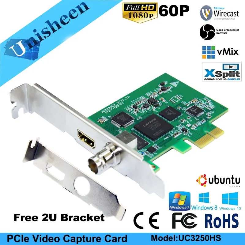 Видеозахват Unisheen Zero Lag PCIe 60FPS Vmix для потоковой трансляции в прямом эфире 1080P Wirecast OBS