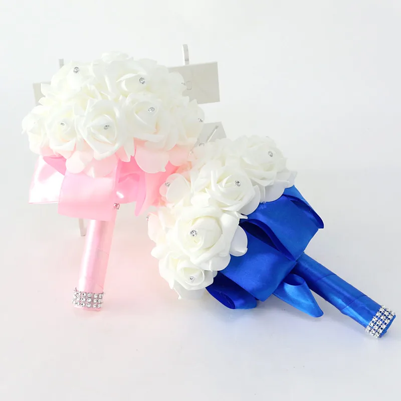 Flone Artificial Wedding Bridal Hand Holding Bouquet Bridal Bridesmaid Rose Flowers Fake Flower Party Home Decor Floral (4)