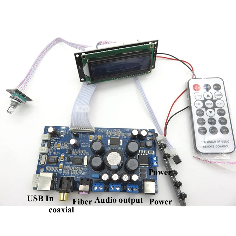 Lusya STA350 2.1 High Power Amplifier Board 25W*2+50W With coaxial fiber USB input Support 2.1 / 2.0 mode T0165