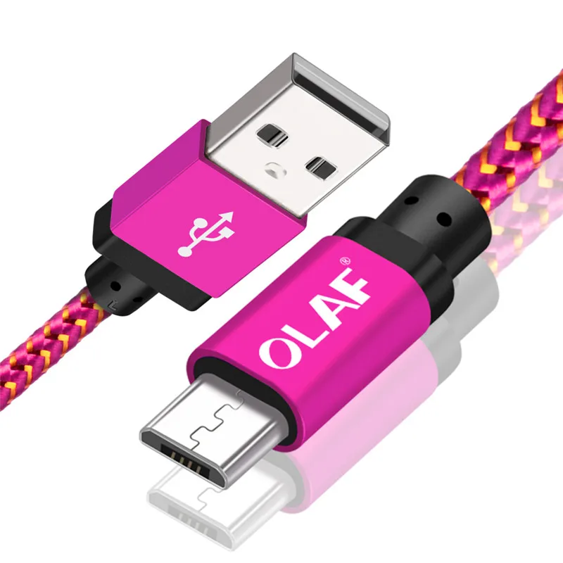 Олаф микро USB кабель 1 м 2 м 3 м Быстрая зарядка USB кабель для передачи данных для samsung S6 S7 Xiaomi 4X LG планшет Android мобильный телефон usb зарядка - Цвет: Rose