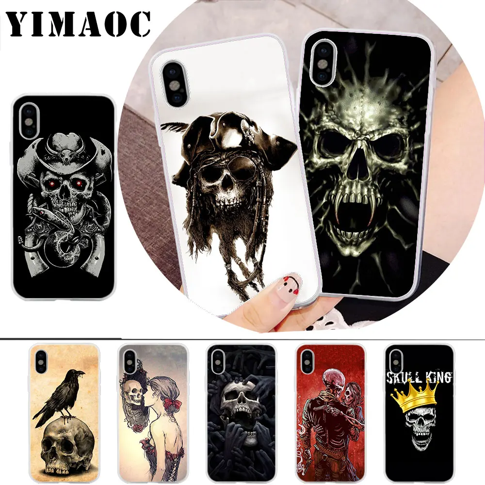 

YIMAOC skull crow flower pirate love Soft Silicone Case for iPhone X r s Xr Xs Max 8 7 6S 6 Plus 5 5s SE