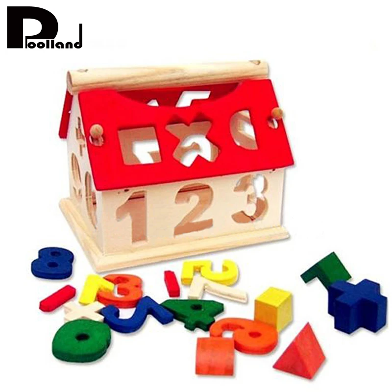 

2017 Baby Kids Wooden House Building blocks Toys Number Educational Learning Intellectual Block Toy Math Gifts Brain Game Toy P2