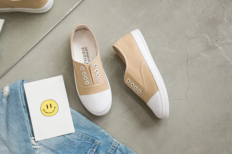 Adult canvas casual shoes woman flats solid comfortable flat with sneakers women shoes slip-on ladies shoes women sneakers