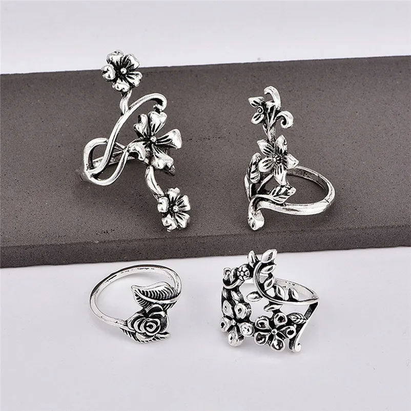 2018 New Arrival Fashion Natural Gemstone Fire Opal Diamond Ring Wedding Retro Jewelry Rings for women Ring Set J13#N (1)