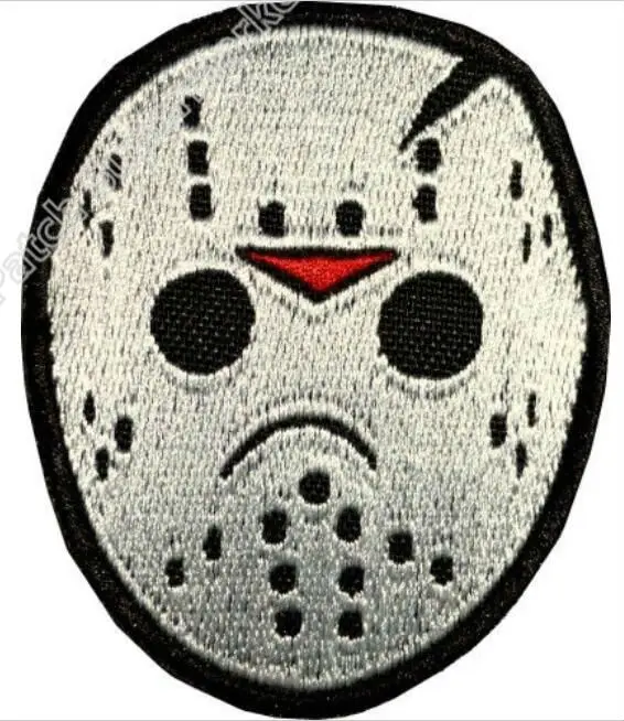 

3.55" Jason Voorhees Mask Embroidered Patch Horror Movie Friday the 13th TV Series Costume Emblem applique iron on sew on badge