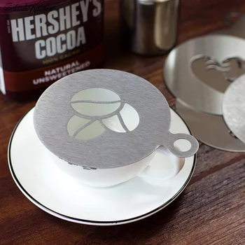

Coffee Printing Model Stainless Steel Coffee Tools Cafe Foam Spray Template Barista Stencils Decoration Tool Garland Mold Fancy