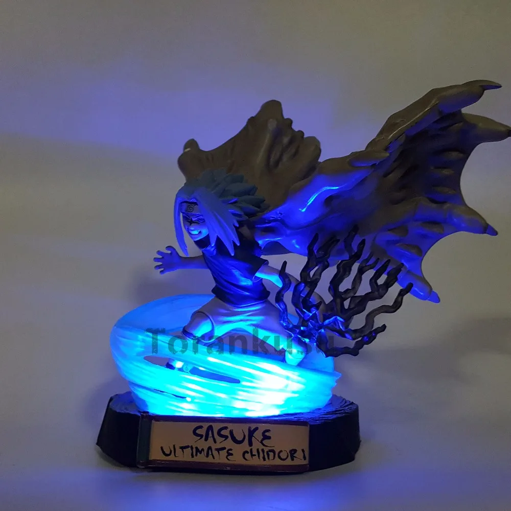 ПВХ экшн фигурка Uchiha Sasuke аниме игрушки Naruto Shippuden Movie Evil Chidori 180 мм со светодиодной