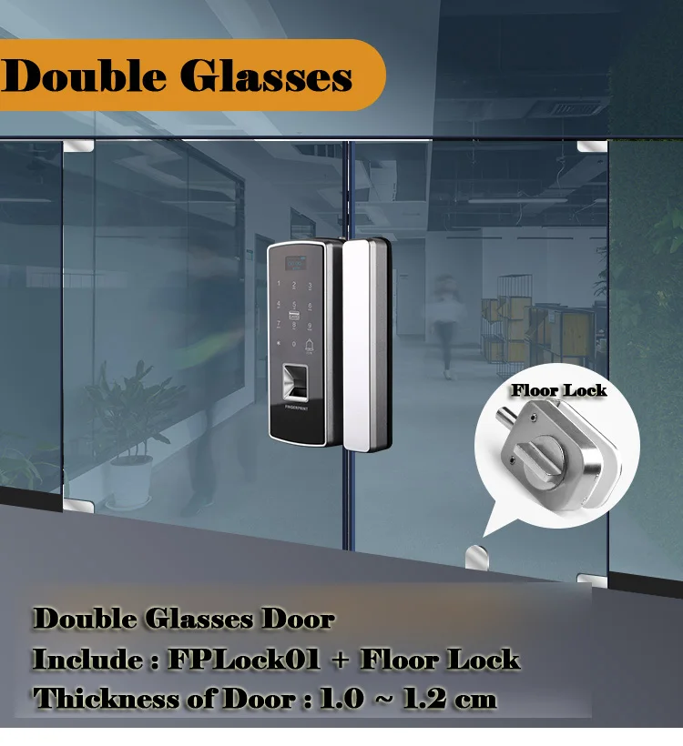 Стеклянный замок отпечатков пальцев цифровой электронный дверной замок для дома Противоугонный Интеллектуальный Пароль RFID карта автономный смарт-Открыватель - Цвет: Double Glasses Door