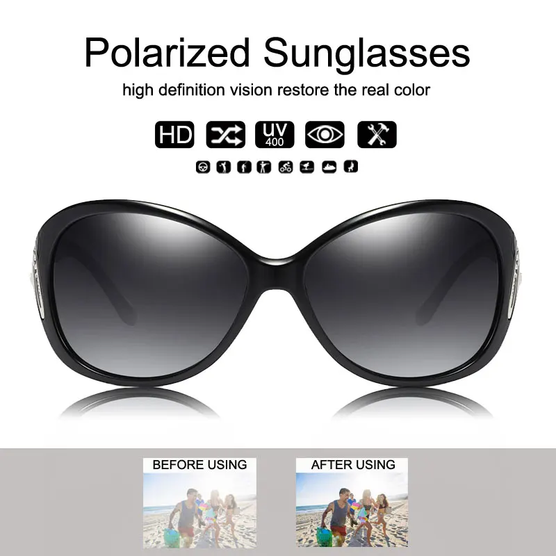 MYMARCH Hot Polarized Sunglasses Women Sunglasses UV400 Protection Fashion Sun Glasses With Rhinestone Sun Glasses Female 2019
