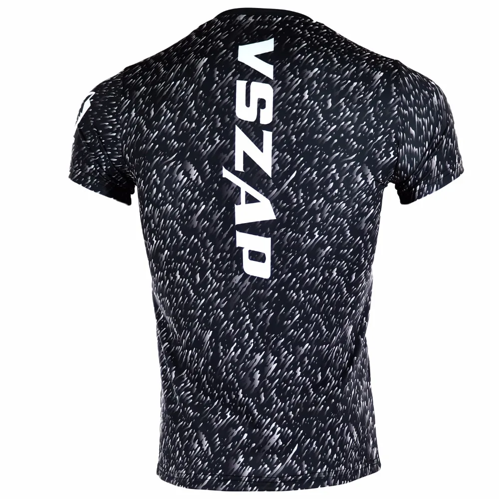 VSZAP боксерские компрессионные футболки быстросохнущие Рашгард mma с короткими рукавами, высокая эластичность, плотные мужские футболки Jiu Jitsu Kickboxing