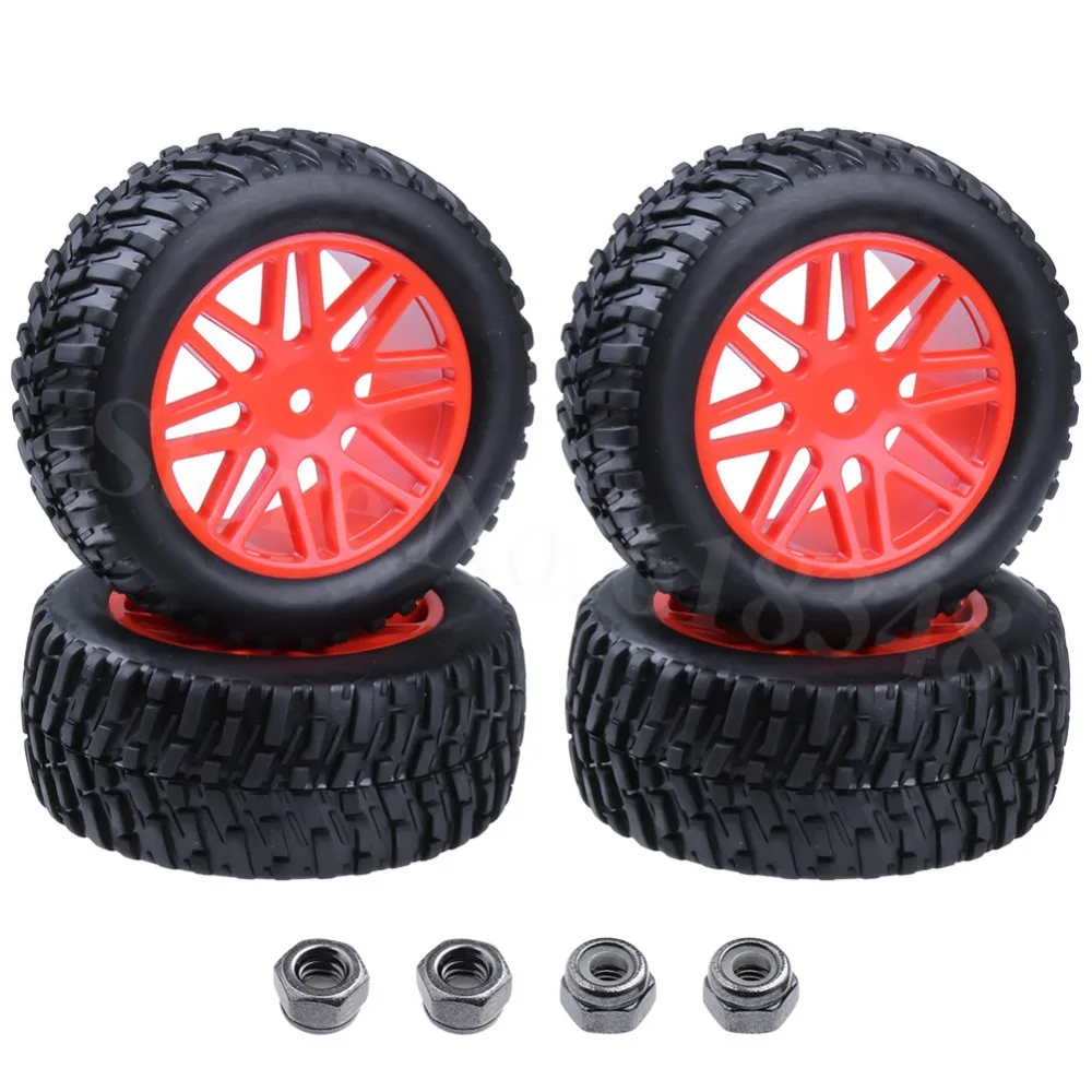 4 Pieces 2.2" inch RC Rally Truck Rubber Tires & Plastic Wheel Rims