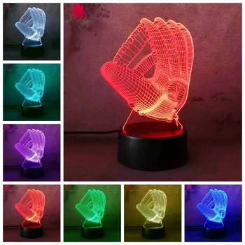 

Novelty Softball Mitt Nightlight 7 Color Changing LED Lamp Mood 3D Baseball Glove Bedroom Decor Lighting Child Kids Toy Gifts