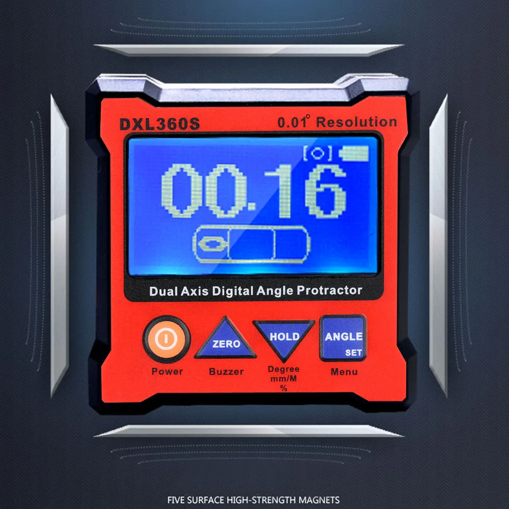 Professional Dual-axis Digital Display Level Gauge Dual Axis Digital Angle Protractor 5 Side Magnetic Base digital angle protractor level gauge angle protractor digital angle meter digital inclinometer