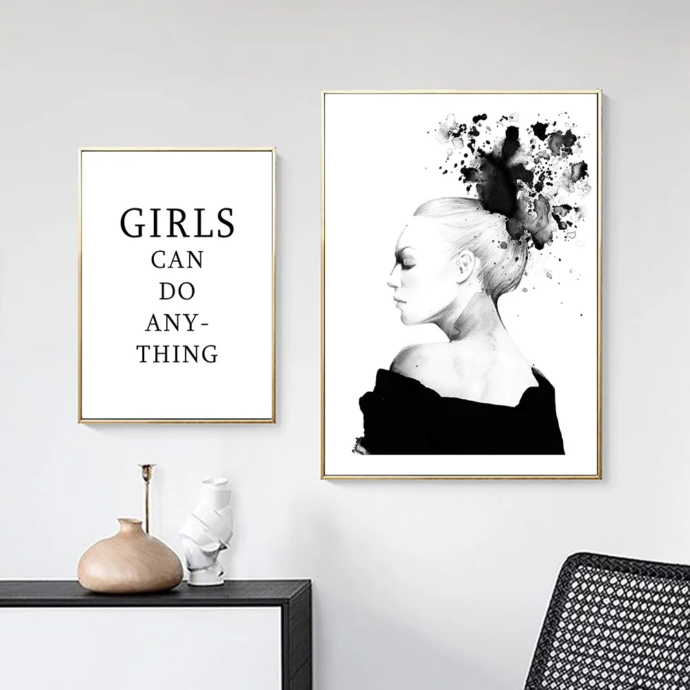 Black Lips Poster Pop Art Painting Abstract Wall Art Black and White Posters And Prints Living Room Women Picture Quote Unframed