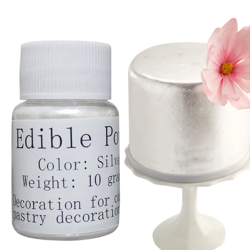 Edible Powder, silver color, 10gram,Handmade chocolate fondant cake
