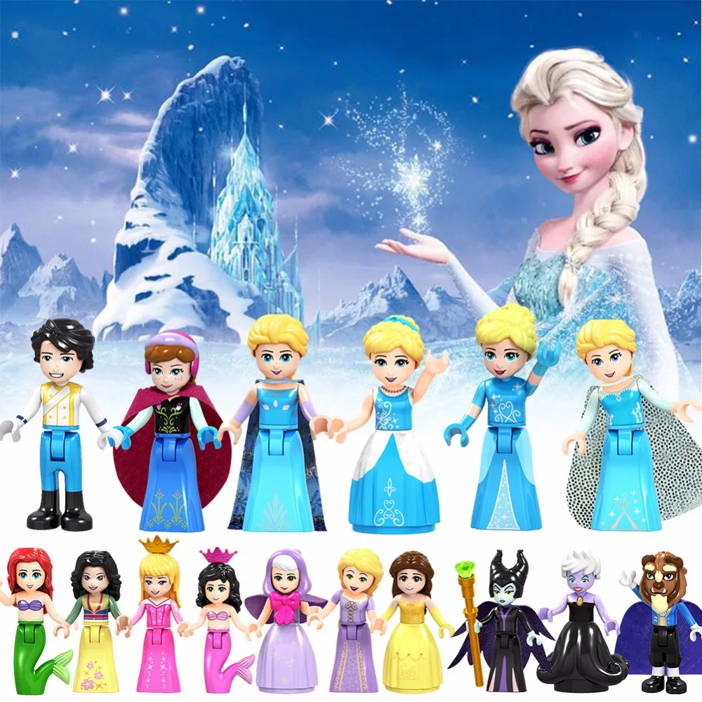 Legoings фигурки принцесс для девочек строительные блоки Ариэль малефисент belle beast