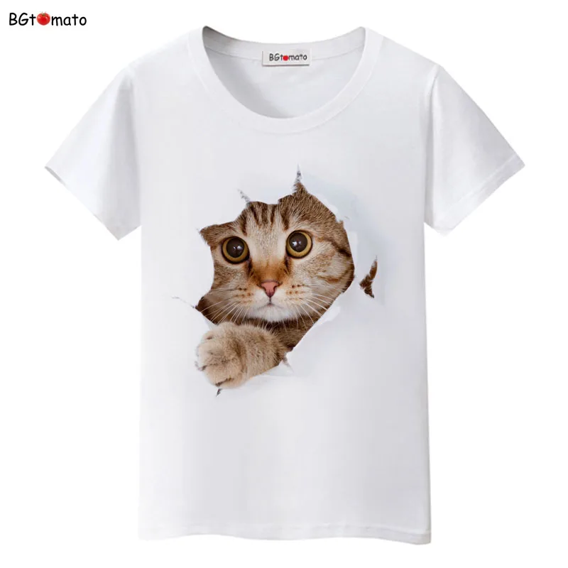 BGtomato Super cute 3D cats T shirt women lovely cool ...