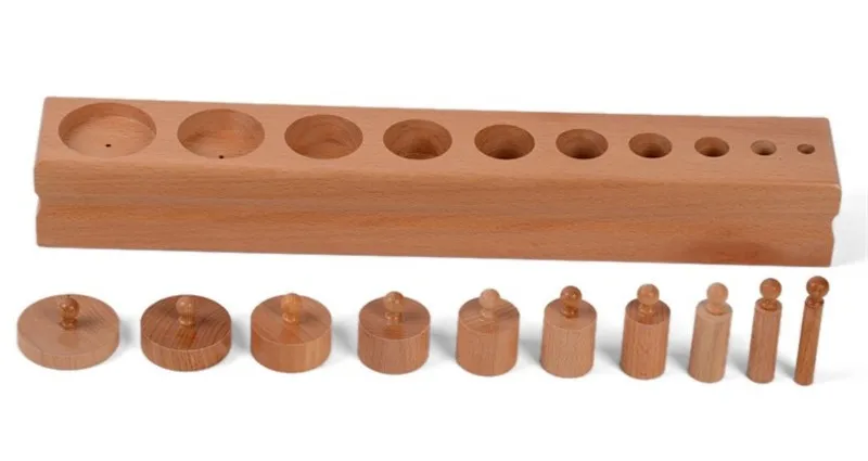 Новые деревянные детские игрушки Монтессори цилиндрические блоки сенсорные дошкольного обучения Раннее образование