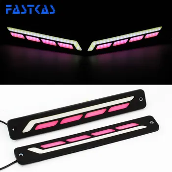 

LED DRL Daytime Running Light 100% Waterproof White Pink Color Day Light Fog Light 12v Turning Signal Flexible Car Running Light