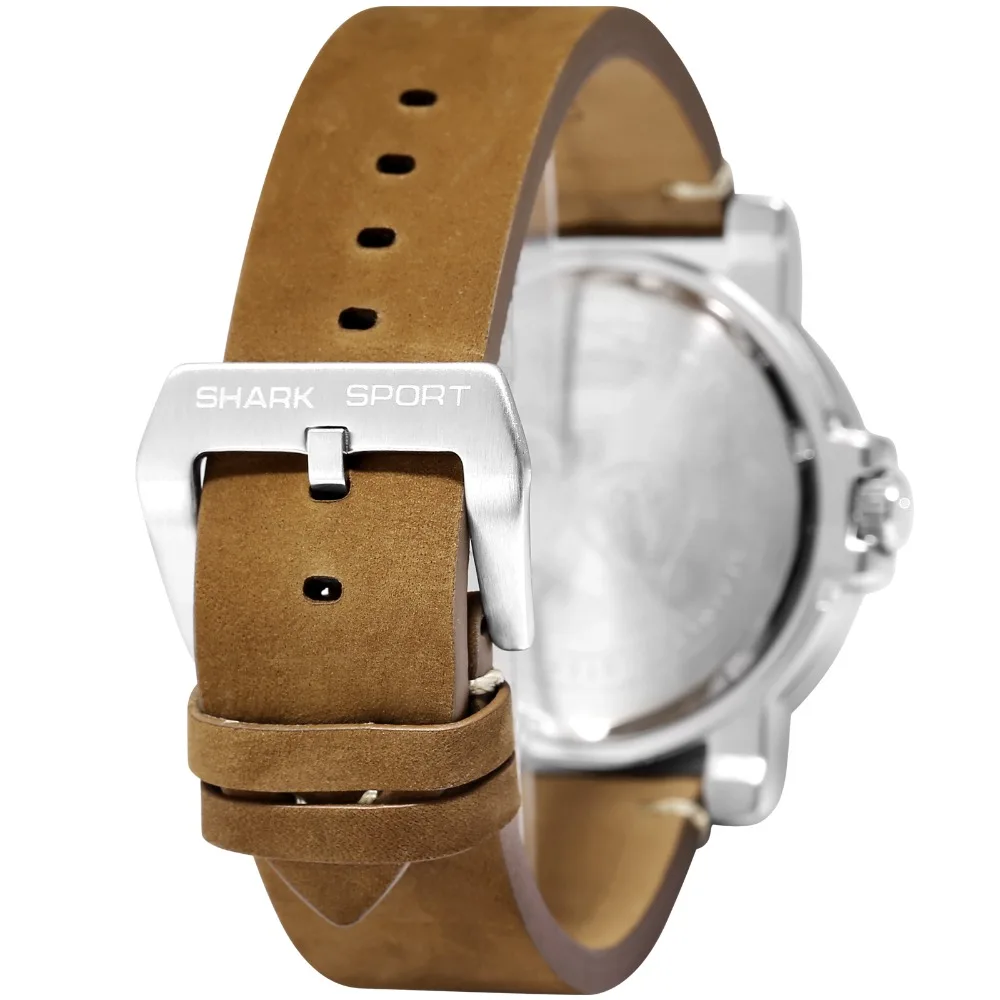 Гренландская Акула 2 серии спортивные часы креативный бренд Дата коричневый Crazy Horse кожа кварцевые мужские часы Masculino Relogio/SH453
