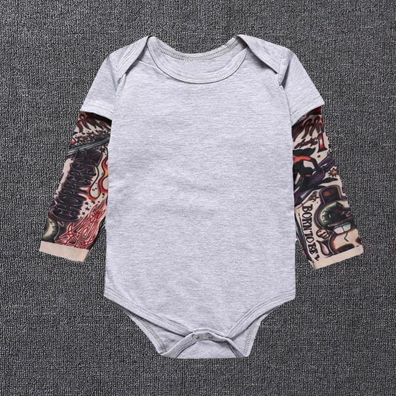 

Newborn Fashion Baby boy conjoined cotton long sleeve print tattoo rock Children boy babies clothing romper