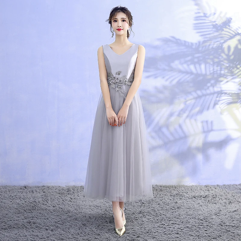 095 Grey 130cm Новинка 130 см розовый пот Леди Девушки Женщины Принцесса подружки невесты вечерние бальные платья платье - Цвет: 095 Grey 130cm