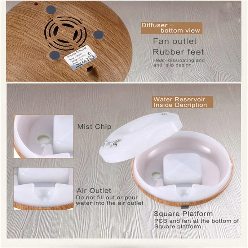 Ceny THANKSHARE fajny dyfuzor olejków eterycznych z drewna ziarna ultradźwiękowy nawilżacz powietrza cool mist oczyszczacz powietrza noc światło dla domu Offic