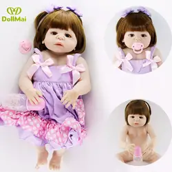 DollMai 23 ''полный силиконовые возрождается для маленьких девочек куклы bebe реального возрождается menina принцессы игрушки куклы подарок для