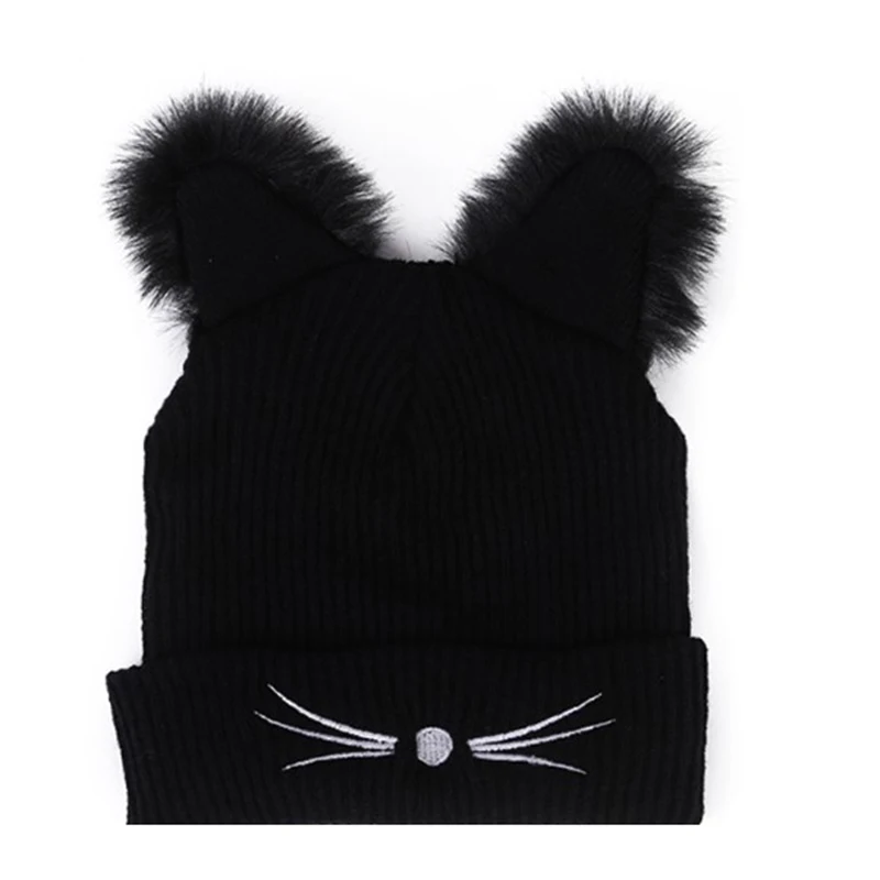 Fashion Lovely Cat Ear Beanie Knitted Cap Winter Ladies Warm Animal Ears Caps Women Solid Woolen Knitting Beanies Hat CP0168  (1)