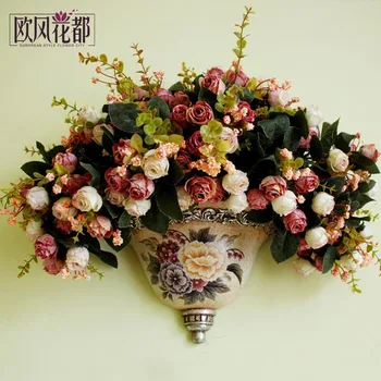

retro wall hanging, American wall vase, flowerpot, living room, flower arrangement on the wall, ornaments, pendants
