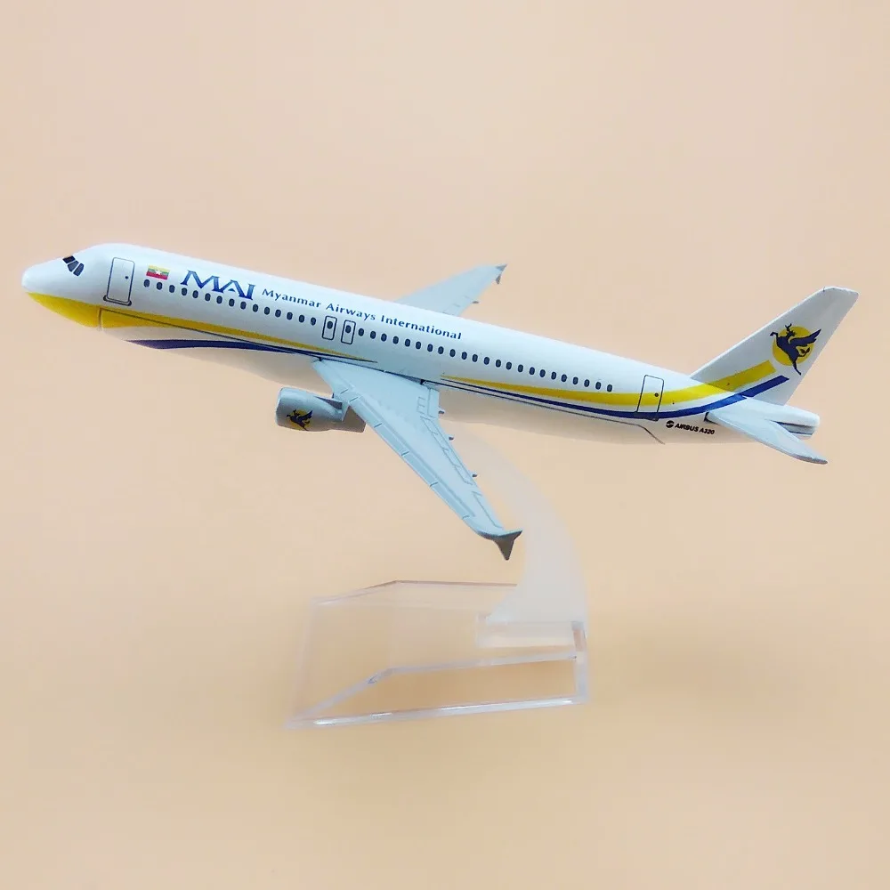 

16cm Air Myanmar Airways International MAI Airbus 320 A320 Airlines Plane Model Aircraft Airways Airplane Model w Stand