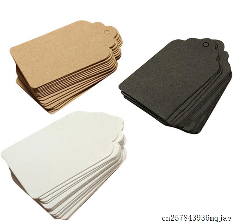 

100pcs Brown Kraft Paper Tags DIY Scallop Kraft Paper Labels Wedding Gift Decoration Tag 3*5cm