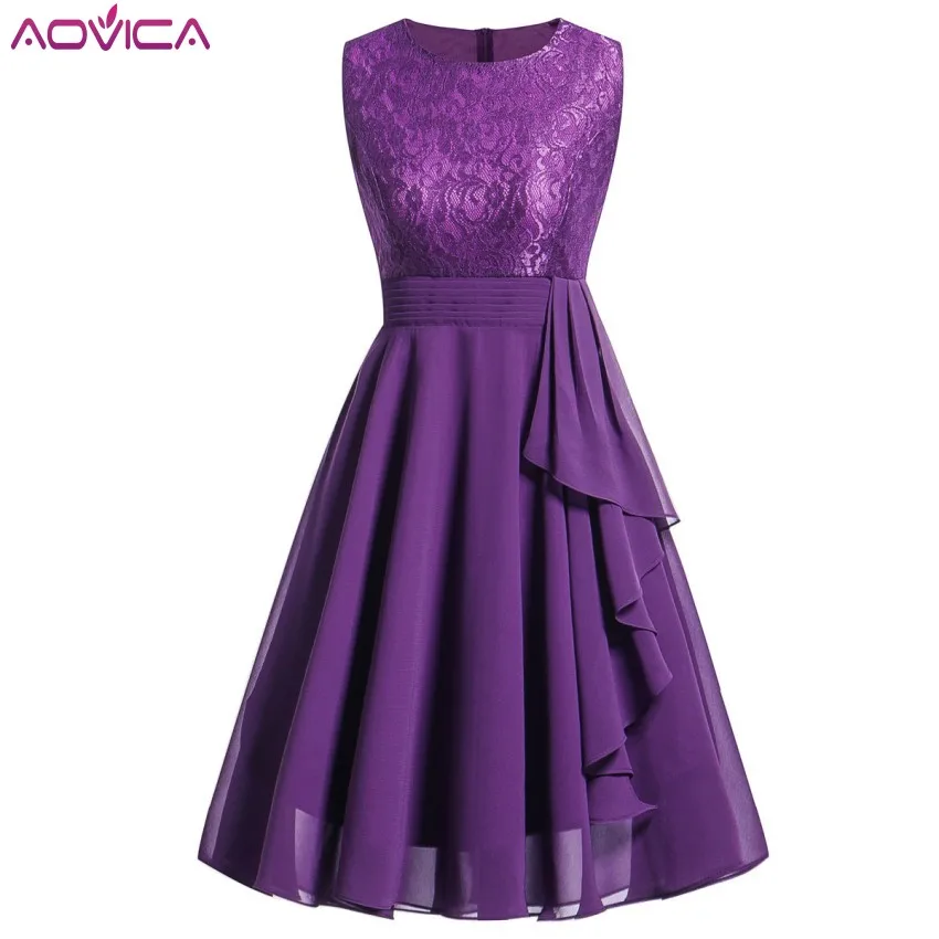 

Aovica Vestidos Lace Dress Elegant Women Midi Prom Graduation Wedding Slim Party Dresses Summer 2018 Casual Chiffon Beach Dress