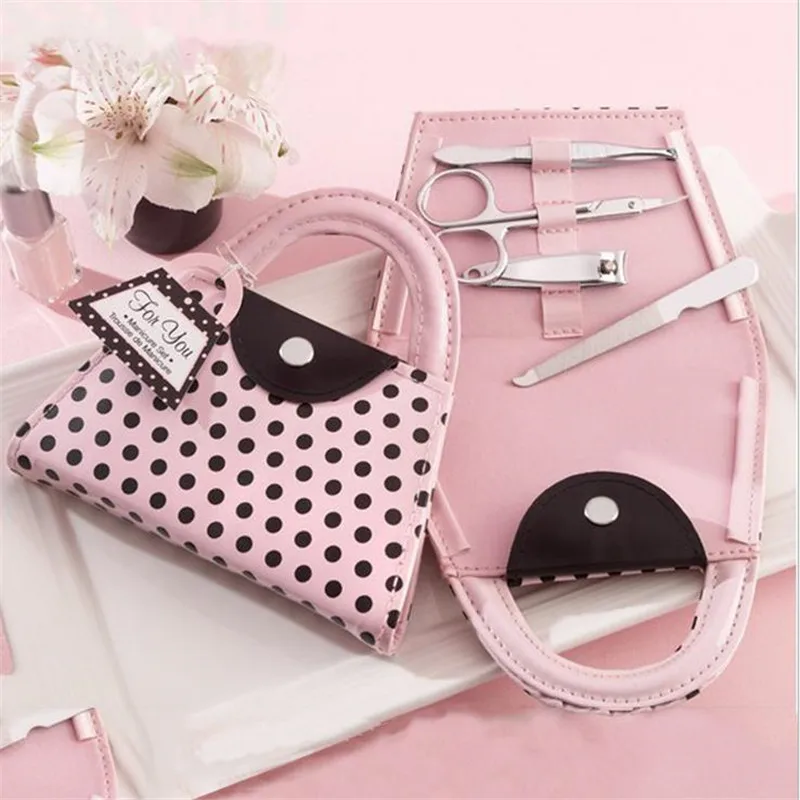Pink Polka Dot Purse Manicure Set favor wedding bridal shower favors