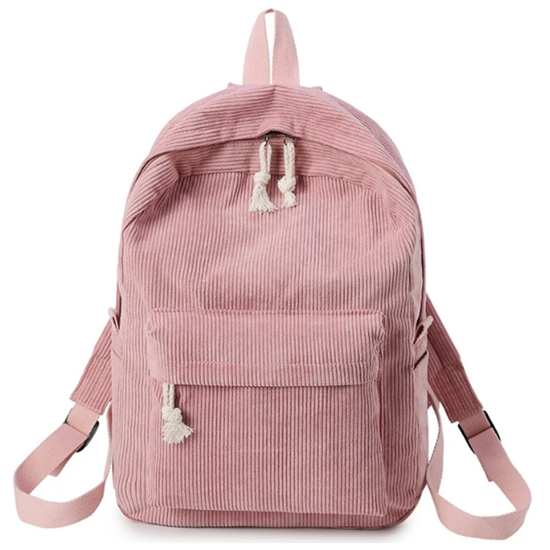 

Backpacks Women Corduroy backpack Softback Solid Bag Fashion Soft Handle rucksack School Bag for girls