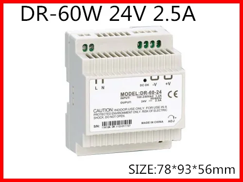 DR-60-24 60W 24VDC 2.5A Din Rail Switching power supply AC to DC | Обустройство дома