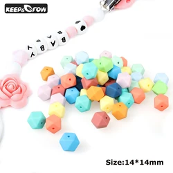 KEEP&GROW 10pcs 14mm Silicone Beads Hexagon Baby Teething Beads BPA Free DIY Necklace Pacifier Chain Baby Teether Accessory KEEP&GROW 10pcs 14mm Silicone Beads Hexagon Baby Teething Beads BPA Free DIY Necklace Pacifier Chain Baby Teether Accessory