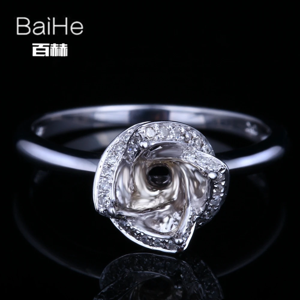 BAIHE однотонное 14k белое золото сертифицированное круглое обручальное женское