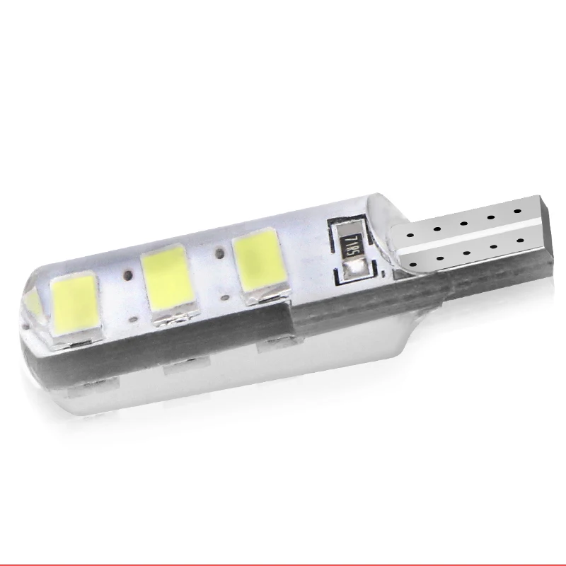 10 шт. T10 W5W 6 SMD светодио дный силикагель Водонепроницаемый Клин свет 194 2825 WY5W силиконовые оболочки автомобилей Чтение плафона автоматический