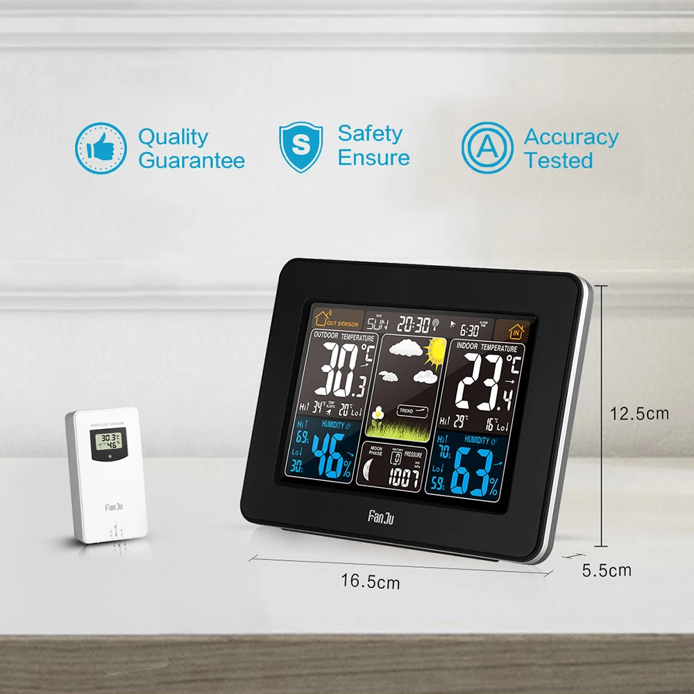 

Wireless Big LCD Display Digital Color Forecast Weather Station with Alert and Temperature/Humidity/Barometer/Alarm/Moon phase